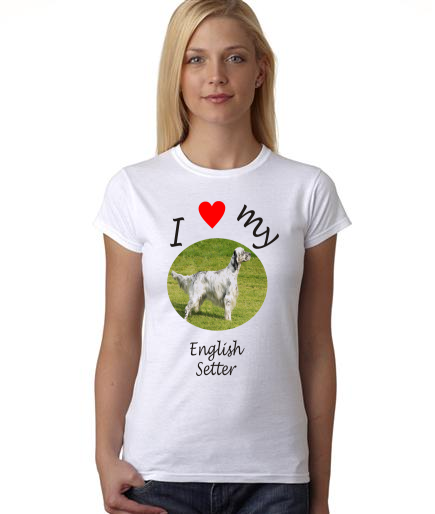 Dogs - I Heart My English Setter on Womans Shirt